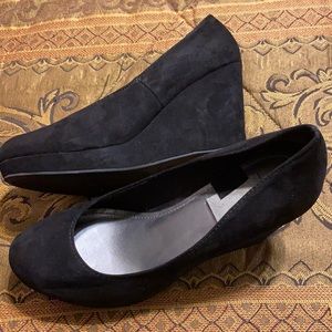 Suede Round Toe Wedges